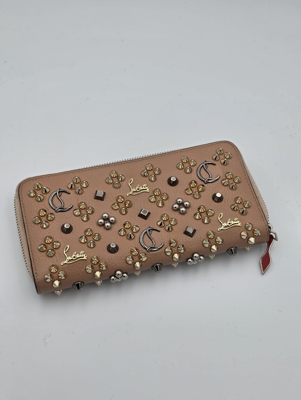 Christian Louboutin Panettone Nude Multimetal Long Zippy Wallet (EUC)(COA)🩶✨